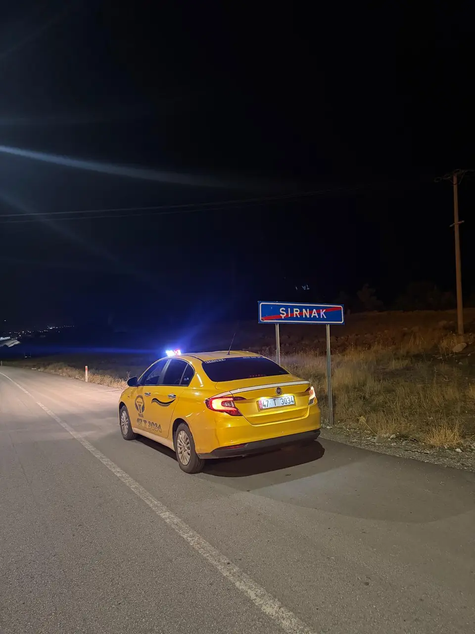 Gece Şırnak yolunda taksi